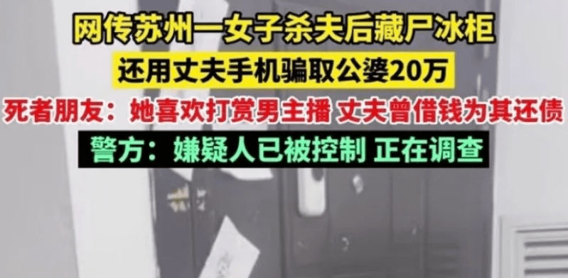 苏州女子杀夫藏尸冰柜15个月，背后真相浮出水面