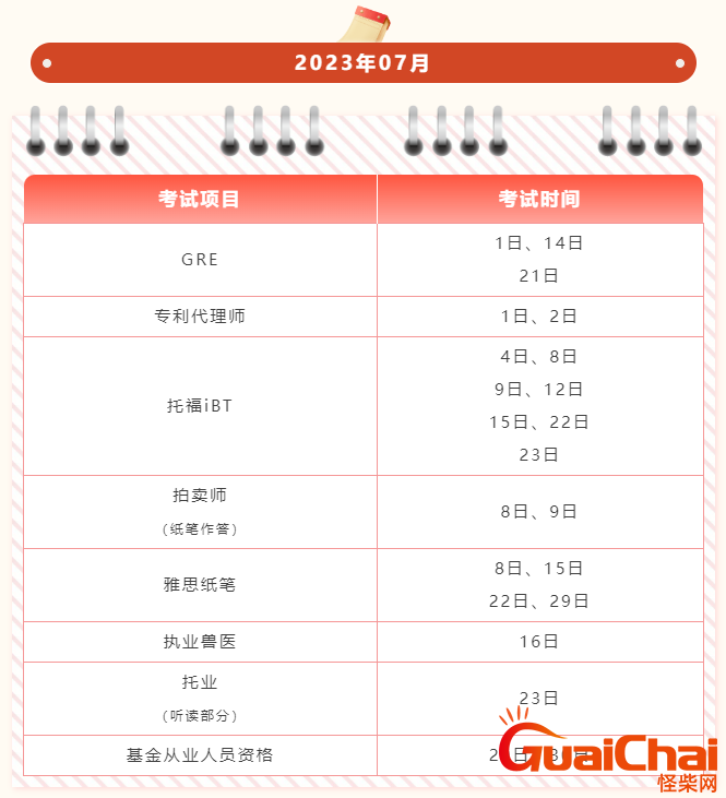 2023下半年含金量超高证书考证时间表大全