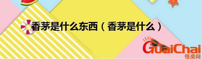 香茅是什么东西？香茅有什么用？